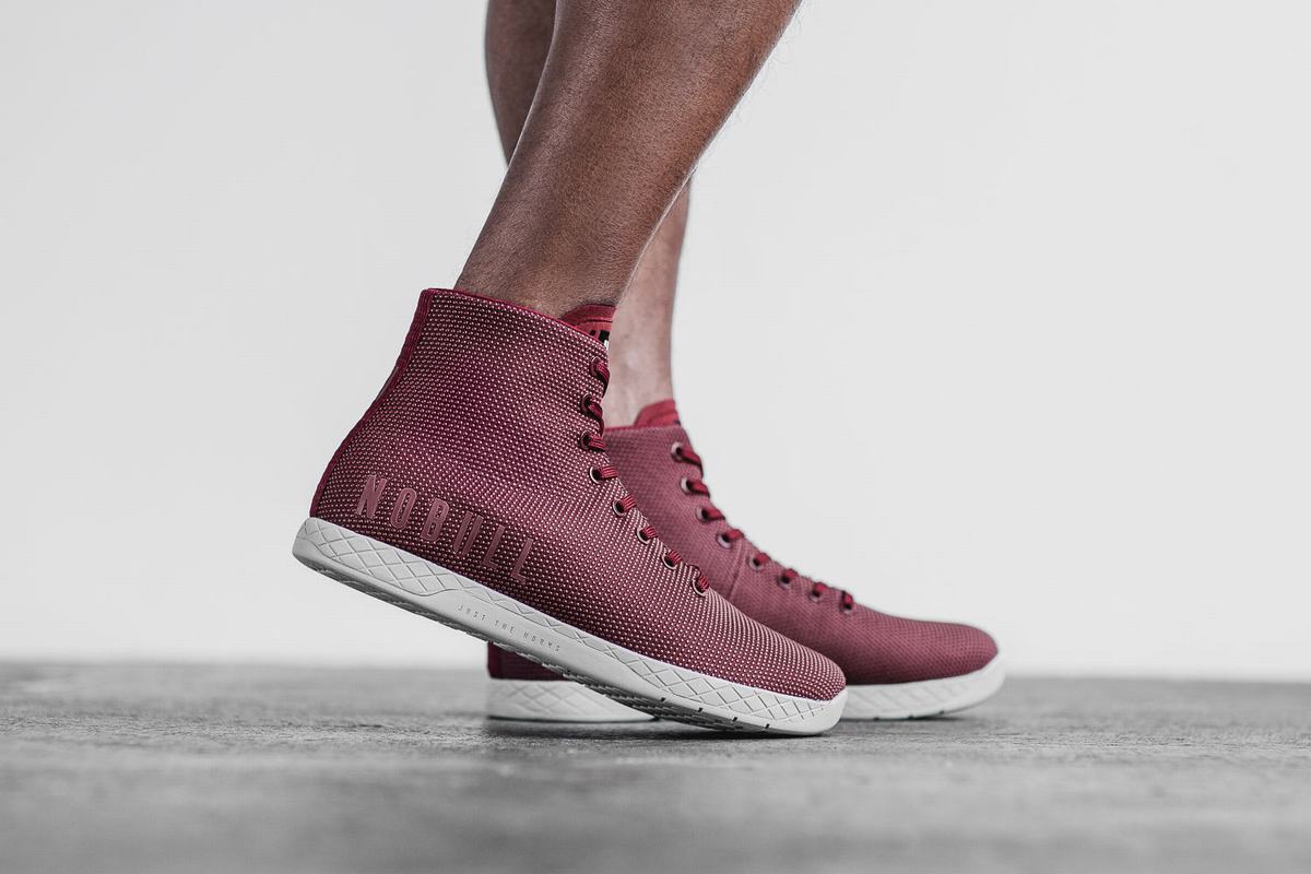 Nobull Superfabric High-Top Arctic Men's Trainers Dark Red | Australia (YA9350)